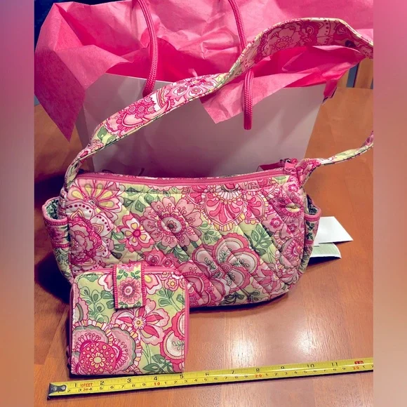 Vera Bradley Pink Bag and Mini Wallet Set.  All new with original gift bag. - Picture 2 of 12